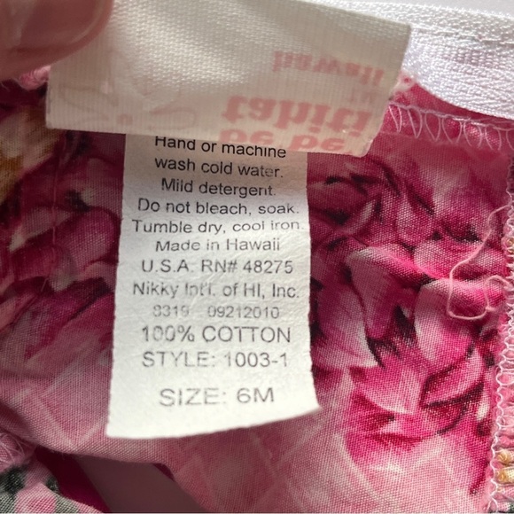 Be Be Tahiti Hawaii Baby Girl Dress Tropical Hawaiian Pink Floral Ruffle Sz 6M - Picture 5 of 5